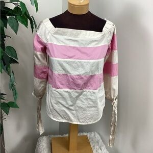 Vero Moda pink and off white top woman’s medium partial elastic neckline